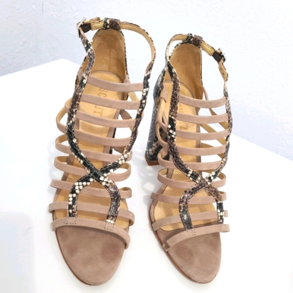 SCHUTZ Kaye Reptile Snakeskin Heel Sandals - Picture 4 of 16